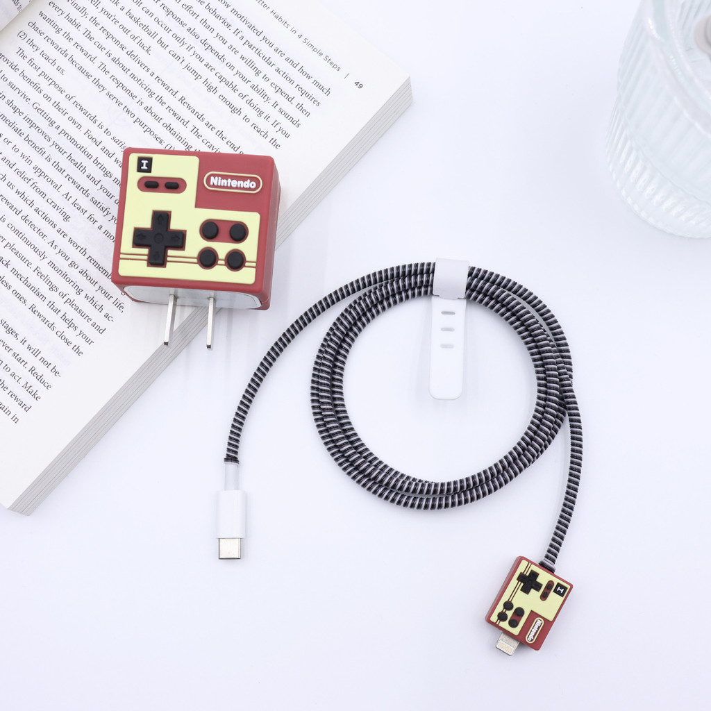 เกมคอนโซล Pattern 5IN1 Set Charger Protector Cartoon Charger Case เข้ากันได้กับ iPhone 18w20w 25w