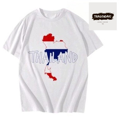 THAILAND MAP FLAG SOUVENIR T-SHIRT - THAILAND SOUVENIR CLOTHES CAN REQUEST COLOR วัสดุผ้าฝ้ายหวี 24s