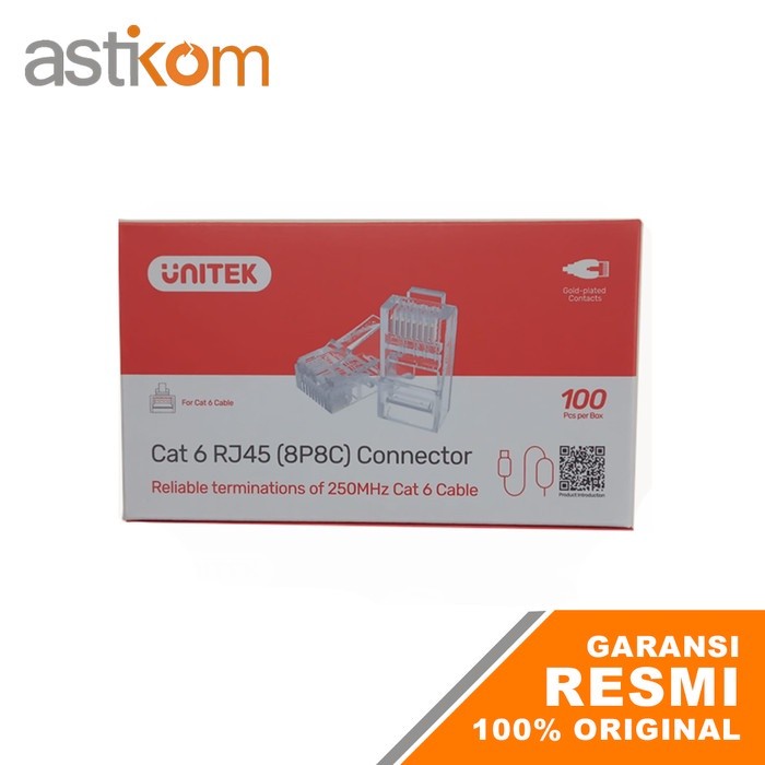 ขั้วต่อ RJ45 Unitek Cat6 (8P8C) แพ็ค Y-OT19TP พลาสติก