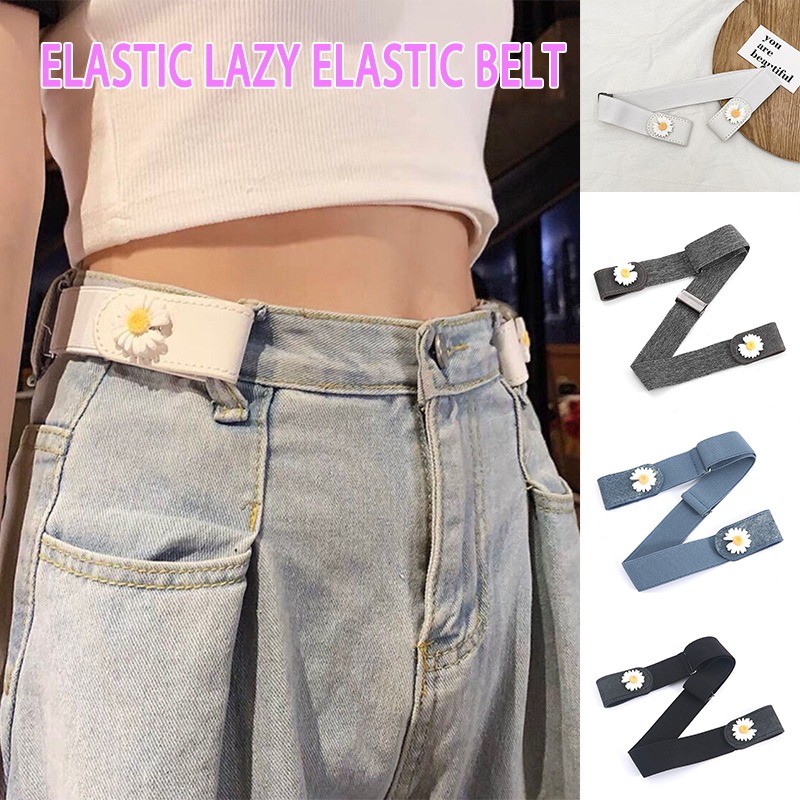 Daisy Jeans Belt Stretch Versatile Invisible Markless Elastic Womens Hole-free Decorative Lazy Belt