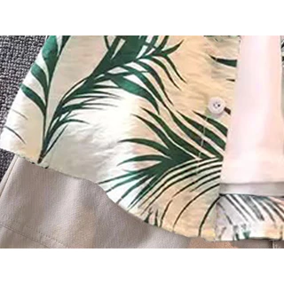 ชุดเสื้อเชิ้ตเด็กผู้ชาย ฤดูร้อน ผ้าคอตตอน ใส่สบาย ไม่ร้อน ลายใบไม้เขตร้อน สำหรับเด็ก 6 เดือน-5 ปี