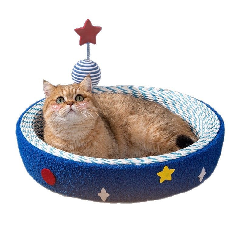 Starry Sky ทอ Sisal Cat Scratch Nest ฤดูใบไม้ผลิแมว Teasing Ball สามรูปแบบขนาดใหญ่ Claw บด Sleeping Nest สามารถเพิ่ม Cool Pad