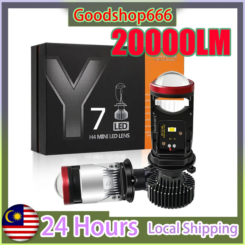 Y7D/Y6D 2PCS รถ LED ไฟหน้ารถ LED Mini โปรเจคเตอร์ H4 LED ไฟหน้าหลอดไฟโปรเจคเตอร์ Lampu Kereta LED