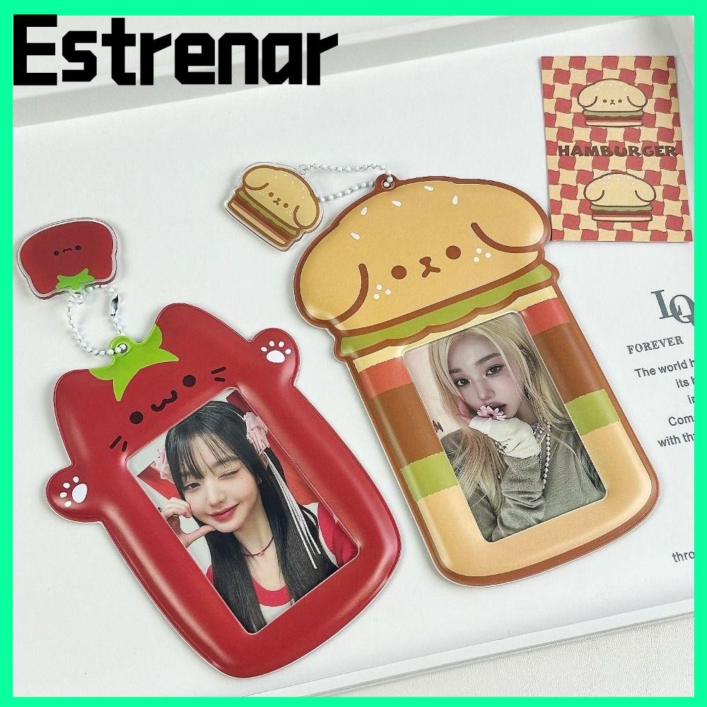 ESTRENAR แฮมเบอร์เกอร์สุนัข Photocard ,กระเป๋าพวงกุญแจการ์ตูนภาพผู้ถือบัตร,แฟชั่นมะเขือเทศแมวนักเรียนไอดอลภาพฝาครอบป้องกันบัตรภาพจัด