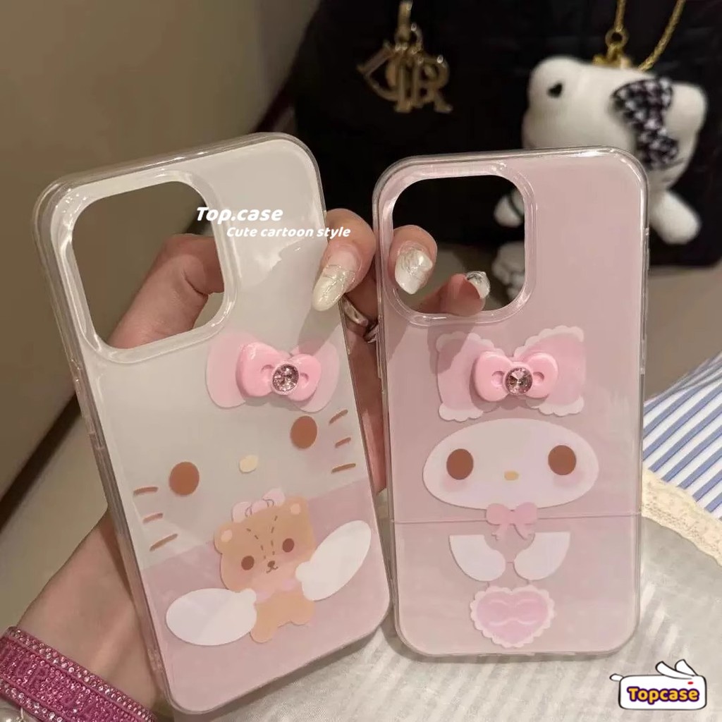 สําหรับRedmi 14C 13C 13 12C 12 10C 10 9A 9T 9C 10Aหมายเหตุ 14 13 12 11 10 9s Pro 3DเพชรBow Kitty Melodyเคสโทรศัพท์ปกอ่อน