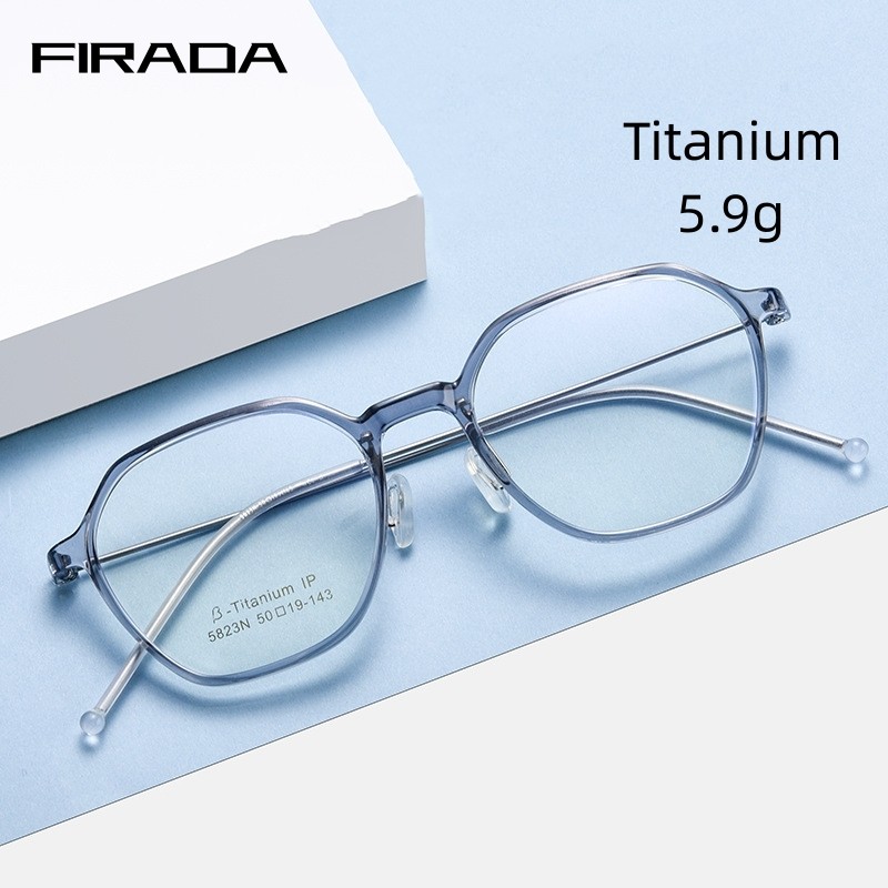 FIRADA โปร่งใสแฟชั่นแว่นตาผู้หญิงS Retro ไทเทเนียมรอบแว่นตา Prescription กรอบแว่นตาสําหรับผู้หญิง 5823N