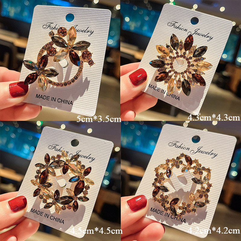 คริสตัลดอกไม้เข็มกลัด Retro หรูหรา Gold-Plated อุปกรณ์เสริม Coat Headscarf ตกแต่ง Hypoallergenic High-End Corsage จัดเลี้ยง Workplace Classy Pin ผู้หญิงประณีต - รูปที่ 2