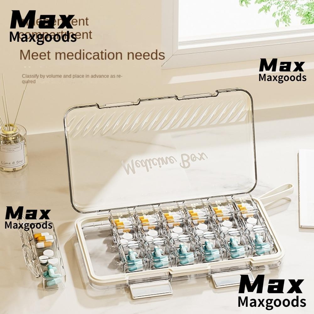 MAXG Pill Box, 7 Days a Week with Lid Medicine Box, Pill Packaging Portable Multi-grid Pill Transpar