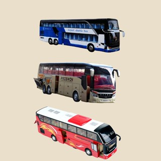 โมเดลรถบัสเมืองสองชั้น 1:64 ของเล่นพร้อมประตูเปิด 5 บานสำหรั…