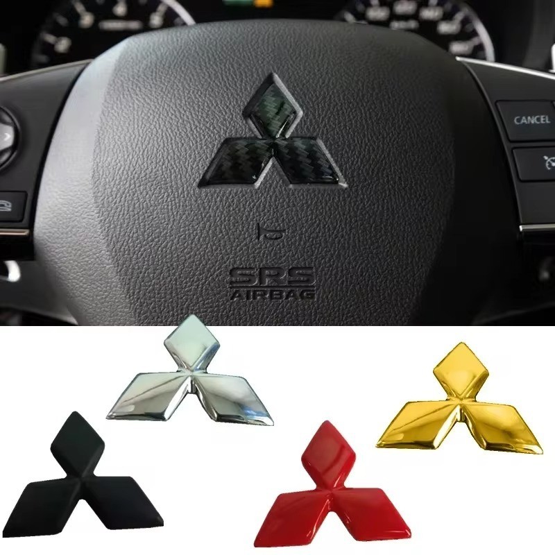 ABS พวงมาลัยรถศูนย์สติกเกอร์ป้ายสัญลักษณ์สําหรับ Mitsubishi ASX Ralliart Lancer Pajero Outlander Eclipse L200