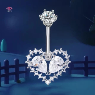 HWETR Simple Heart Belly ปุ่มแหวนเงา Zircon Navel เจาะ Barbell สําหรับผู้หญิงแฟชั่น Belly แหวน Beach Body เครื่องประดับของขวัญใหม่