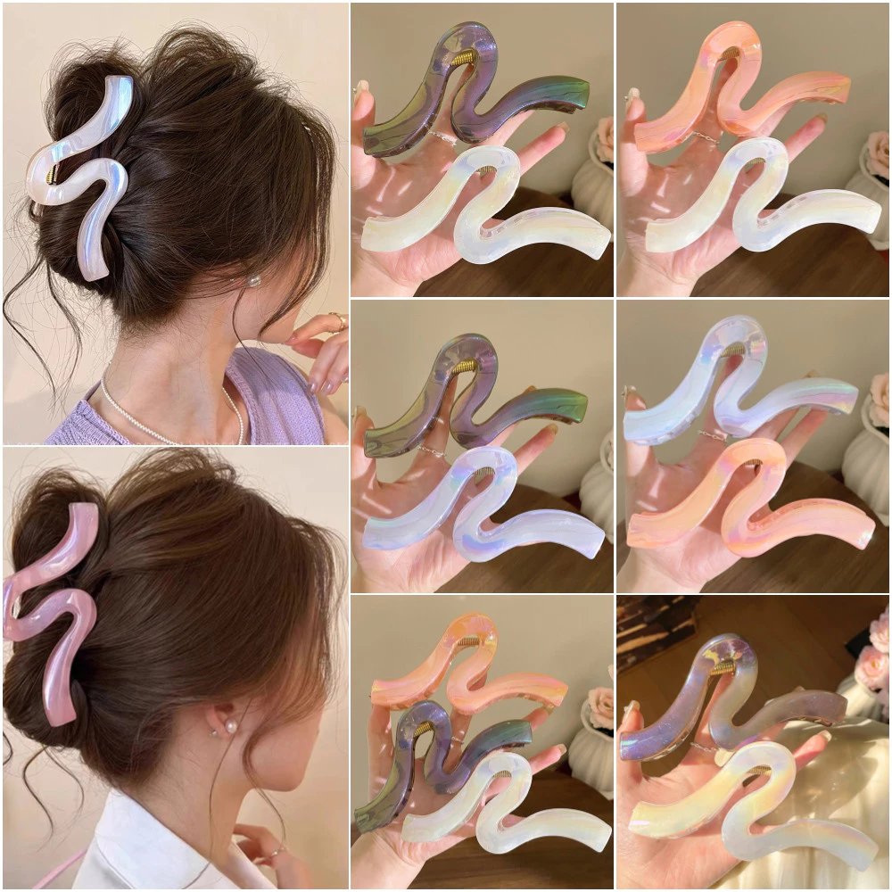 เจลลี่ที่มีสีสันที่เรียบง่ายผู้หญิงกลับหัวกิ๊บจานผมฉลามคลิป