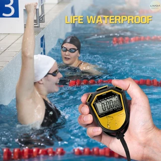 นาฬิกาจับเวลากันน้ํา Digital Handheld LCD Timer Chronograph Sports Counter พร้อมสายสําหรับว่ายน้ําวิ่งฟุตบอลการฝึกอบรม