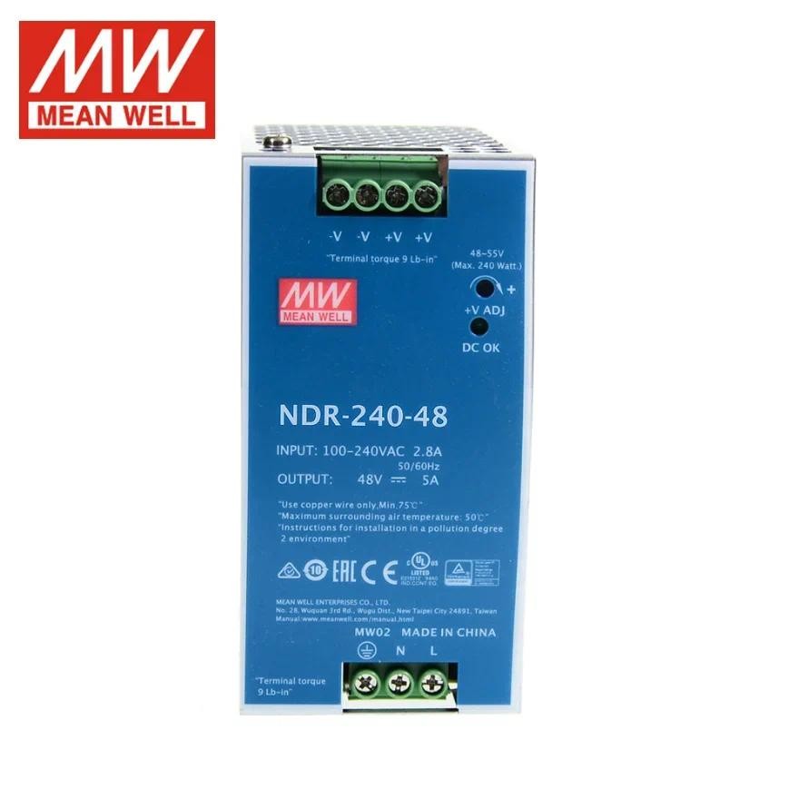 MEAN WELL NDR-240 NDR-240-24 NDR-240-48 240W Industrial DIN Rail Type เอาต์พุตเดี่ยว