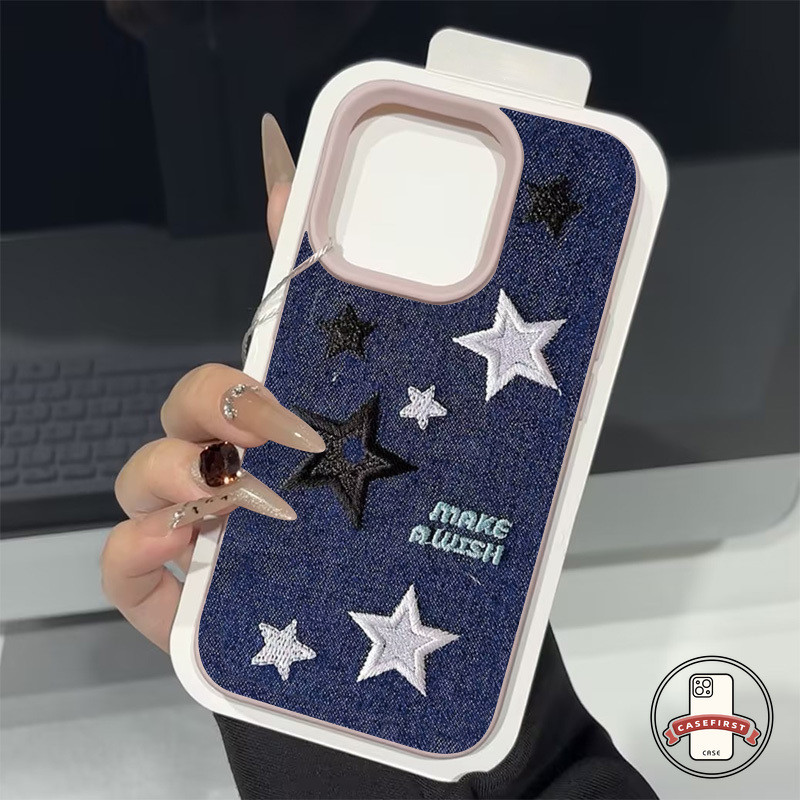 แฟชั่นการเลียนแบบดาวน้อยถักนิตติ้ง Denim เคส IPhone 12 Pro X XS Max 16 11 13 15 12 14 Pro Max XR 7Plus 7 8 16 15 14 Plus - รูปที่ 3