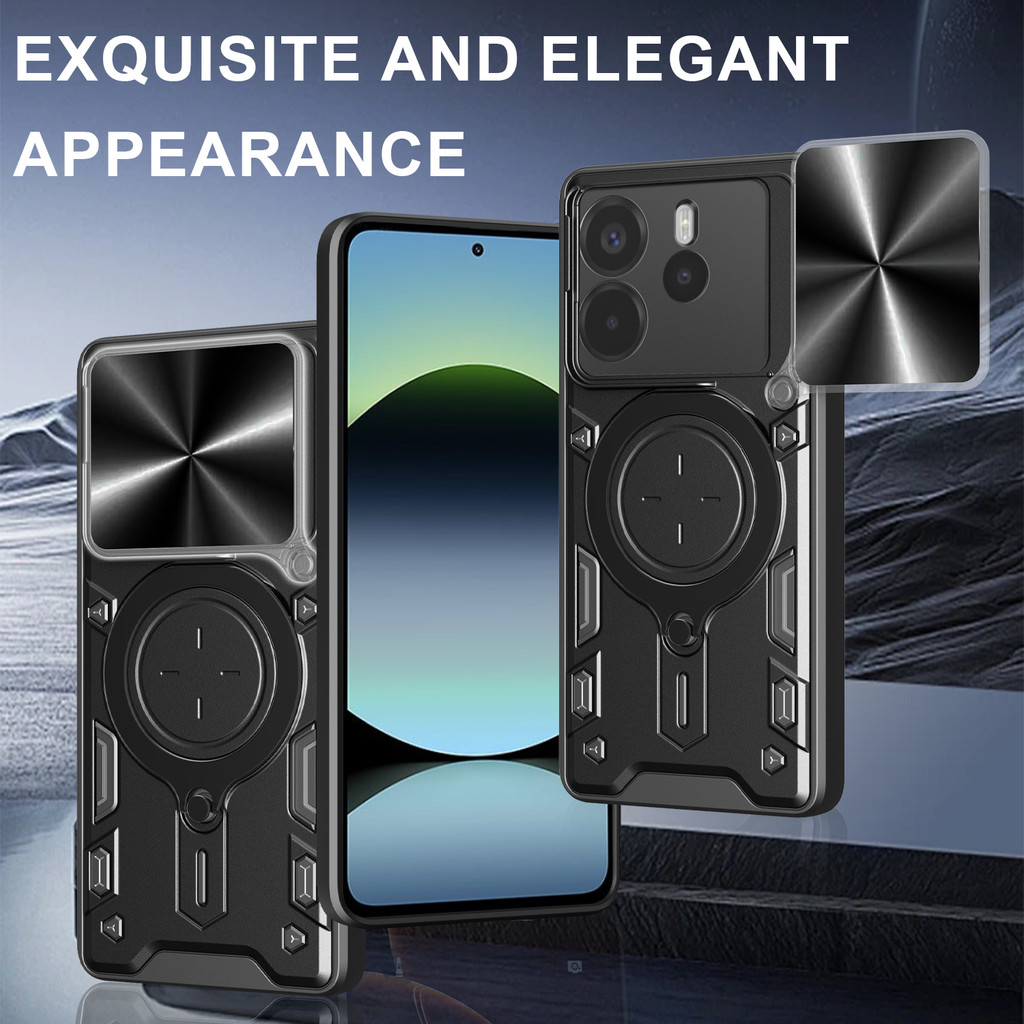 กันกระแทก Hard เคสโทรศัพท์พร้อมขาตั้งโลหะสําหรับ Xiaomi 12 Lite 13 Lite 11T 13T POCO M6 PRO M5S M4 P