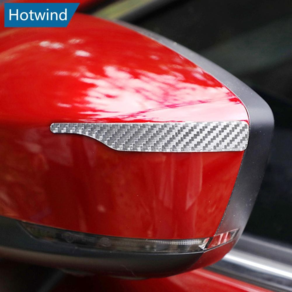 HW 2 ชิ้นคาร์บอนไฟเบอร์กระจกมองหลัง Protector Anti-Rub Strip สติกเกอร์ Anti-Collision Strip Anti-Scratch Trim สติกเกอร์ T3U5