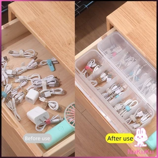 NKK กล่องเก็บของอเนกประสงค์ เก็บสายชาร์ทมือถือ กล่องจัดระเบียบ ขนาดกลางโปร่งใส 1 ชิ้น Storage box
