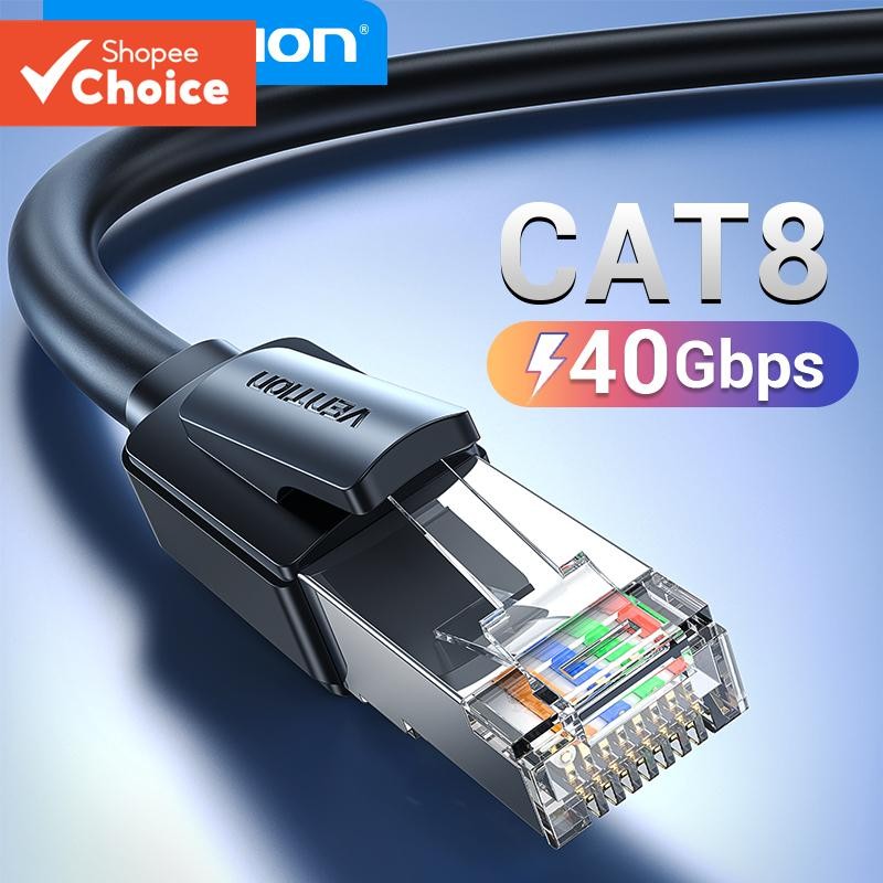 Vention Cat8 SFTP สายเคเบิลเชื่อมต่อเครือข่ายอีเธอร์เน็ต 40Gbps 2000MHz ความเร็วสูง RJ45 Cat8 ชุบทอง สําหรับเราเตอร์โมเด็ม PC แล็ปท็อป TV PS3 PS4 XBox CAT 8 Lan Cable RJ