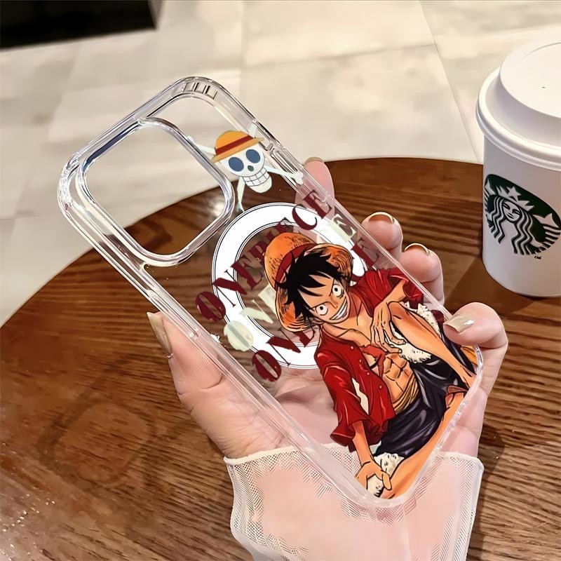 สําหรับIphone 手机壳 11 12 13 14 15 16Plus 11Pro 13Pro 11 12 13 14 15 16PRO MAXน่ารักการ์ตูนใสLuffyหมวก