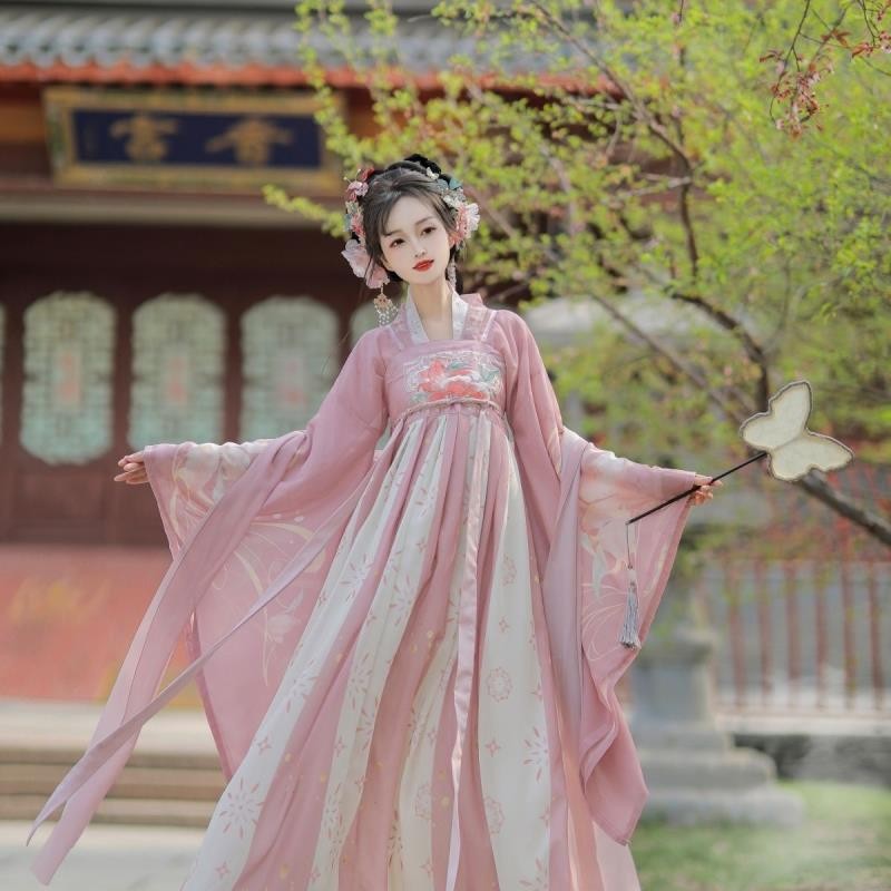 [คลังสินค้าพร้อม] Hanmo Qingyi Xuanmeng ดอกไม้เต้นรําบวกเย็บปักถักร้อยกระโปรงหน้าอกเต็มรูปแบบคู่ปกเต