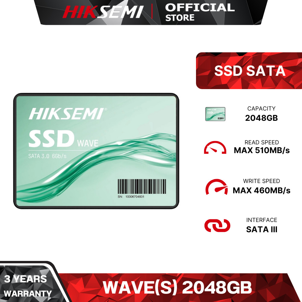 HIKSEMI WAVE(S) CONSUMER SSD 2048GB SATA III READ 510 MB/s WRITE 460MB/s WARRANTY 3 YEARS