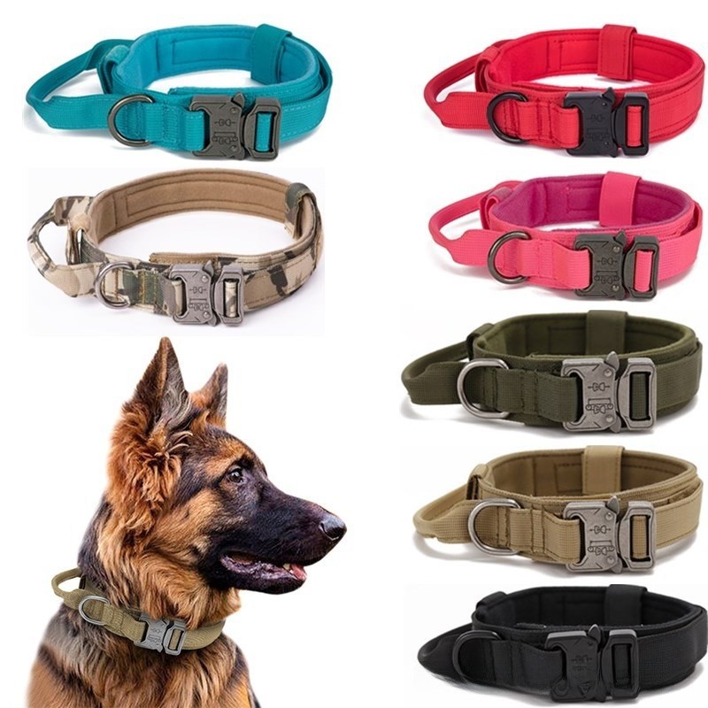 ยุทธวิธีไนลอนกลางแจ้ง Water-Repellent Collar,ปรับยุทธวิธีสุนัข,ขนาดใหญ่ขนาดกลางขนาดใหญ่สุนัข Traction Collar