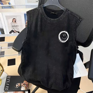 Top.Street ✨เสื้อกล้าม แขนกุด oversize ผ้าฝ้าย100% เสื้อแขนก…