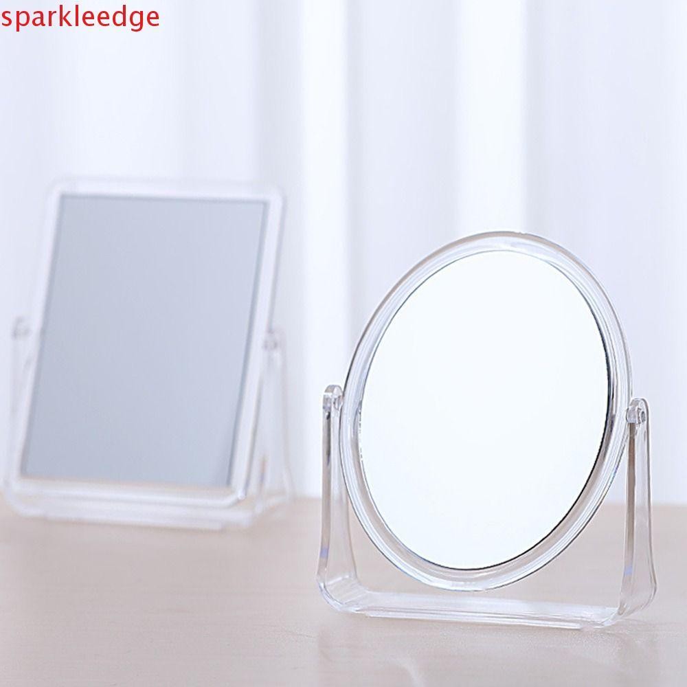 SPARKLEEDGE กระจกแต่งหน้าขยาย 5 เท่า สองด้าน หมุน 360° อะคริลิค พกพาสะดวก พร้อมตารางวัดขนาด