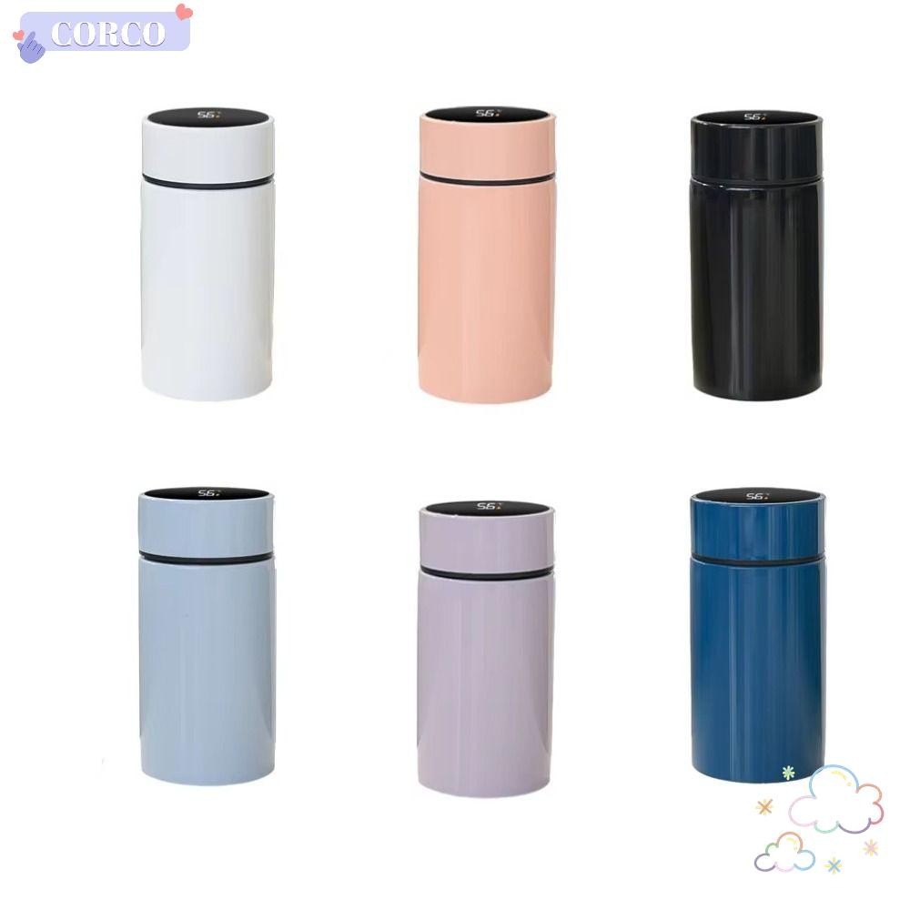 คอร์โก ถ้วยเก็บความร้อนอัจฉริยะ, กระติกน้ําสแตนเลสป้องกันการรั่ว, แสดงอุณหภูมิ 200 มล. แก้วกาแฟขนาดเล็กขวดน้ําฉนวน