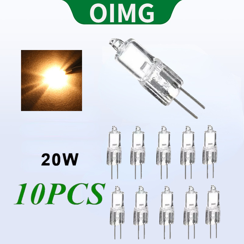 OIMG 10 ชิ้น G4 หลอดฮาโลเจนแคปซูลโคมไฟหลอดไฟ 20 วัตต์ 12 โวลต์ 2 พินหลอดไฟแสงอุ่น 3000 พัน