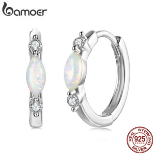 Bamoer 925 เงินสเตอร์ลิง Hoop ต่างหู Minimalist โอปอล Huggie…