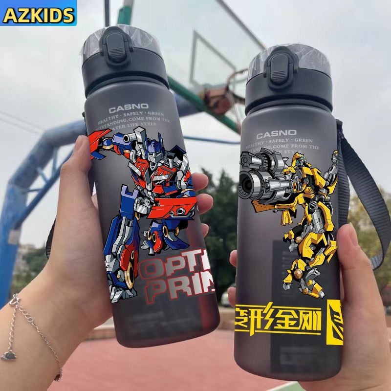 Transformers เด็กการ์ตูนถ้วยน้ําขวดน้ํากันกระแทก Bumblebee Optimus Prime