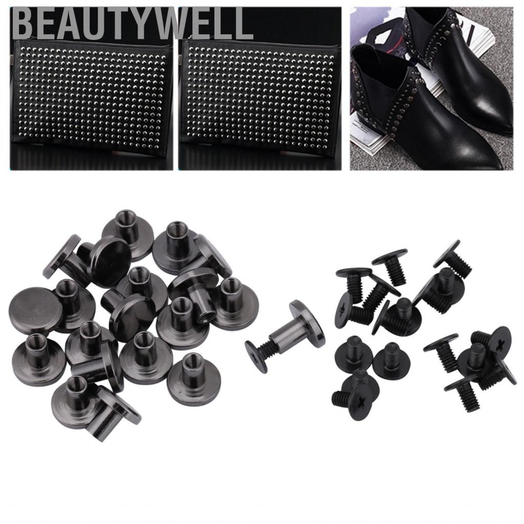 Beautywell 20 ชุดเข็มขัดหัวเข็มขัดแบนเข็มขัดสกรูสกรูสำหรับรองเท้ากระเป๋ามืองานฝีมือหนัง 5 มม. เครื่องมือสกรูเล็บน็อตเกลียว (5 มม.)