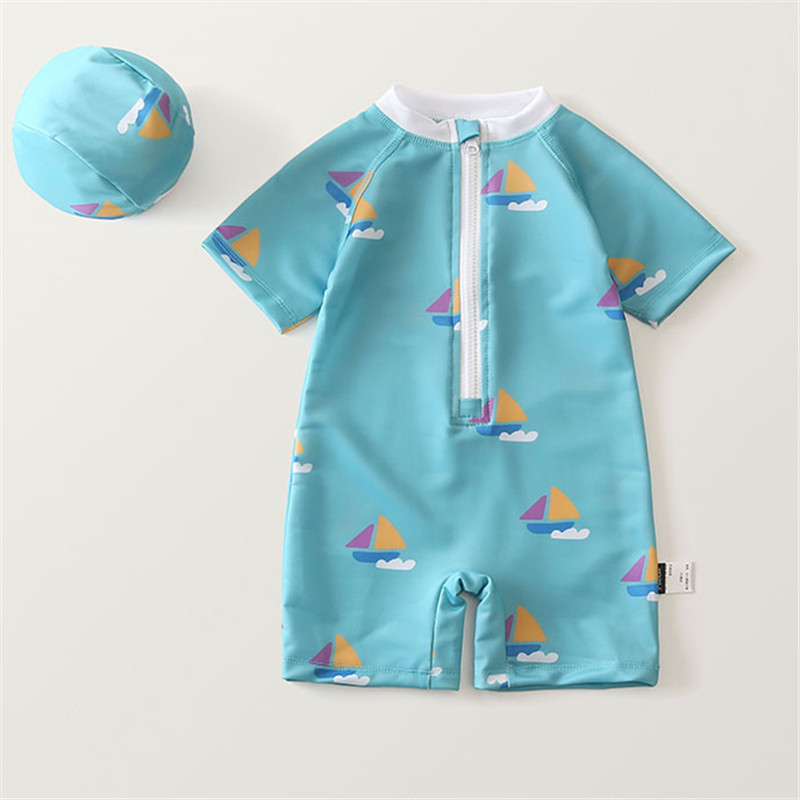 [1-9 ปี] ชุดว่ายน้ําเด็ก Baby Beach Quick-Drying ชุดว่ายน้ํา Boy Little Boy แขนสั้น One- Piece S