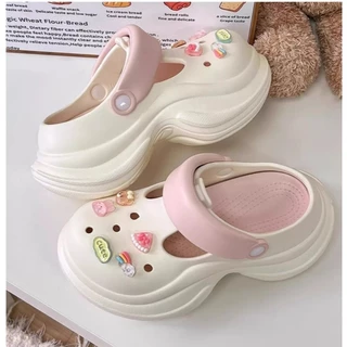 รองเท้าแตะผู้หญิง เสริมส้น วัสดุ EVA ส้นสูง 5cm หัวมน แต่งสายคาดปรับรัดส้นได้ รองเท้า clog #sy196