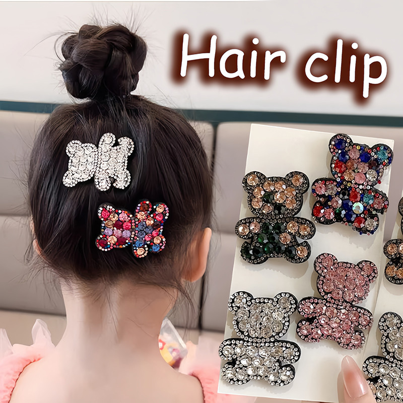 น่ารักหมีน้อยกิ๊บติดผม Rhinestone สัตว์ Hairpin เด็กผู้หญิง Bangs Barrettes Headwear ของขวัญ