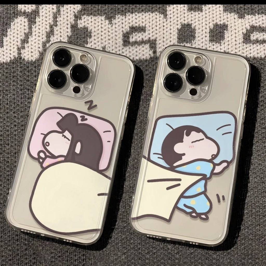 ปกโทรศัพท์คู่รัก Crayon Shin chan 16/15/14/13 สำหรับ iPhone Xsmax/Xr เคสซิลิโคนป้องกัน