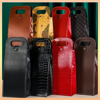 กระเป๋าไวน์หนังตามหลักสรีรศาสตร์สวมใส่ยากขวดไวน์เดียวกล่องหล…