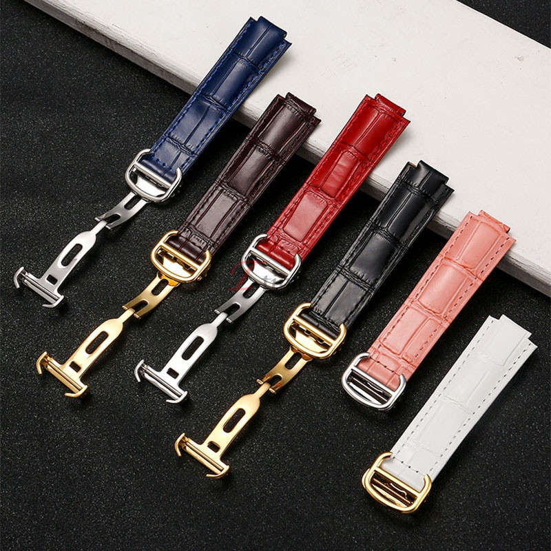 สายนาฬิกาข้อมือหนังวัวแท้ เปลี่ยนสําหรับ Cartier Blue Balloon ขนาด 14-8, 16-9, 18-11, 20-12, 22-14 มม. พร้อมสร้อยข้อมือ