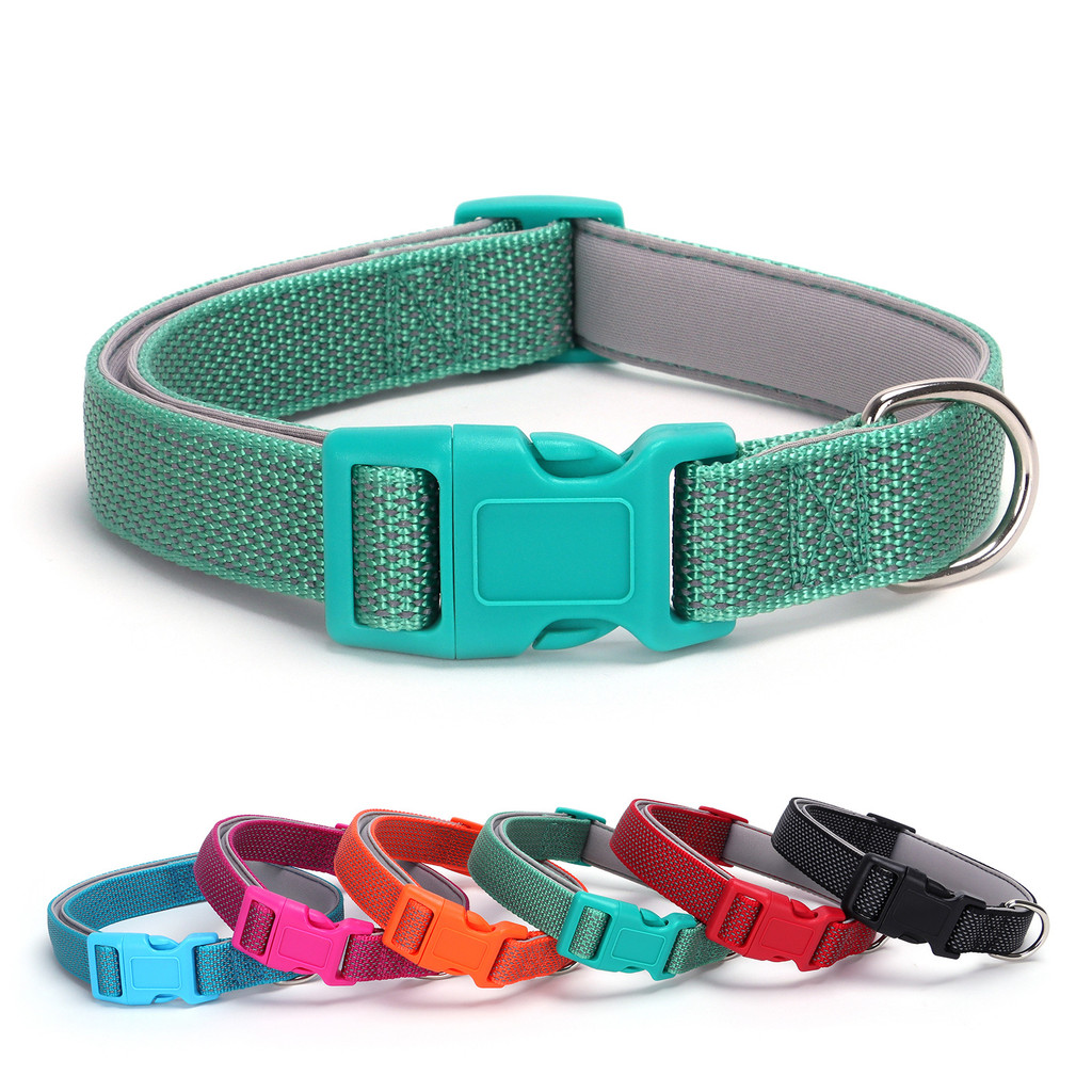 Benepaw ปลอกคอสุนัขสะท้อนแสงไนลอนปรับได้ Neoprene เบาะ Quick Release Buckle ทนทานออกแบบโลหะ D-Ring สําหรับ Leash สิ่งที่แนบมาเหมาะสําหรับการฝึกอบรมเดินเดินป่า