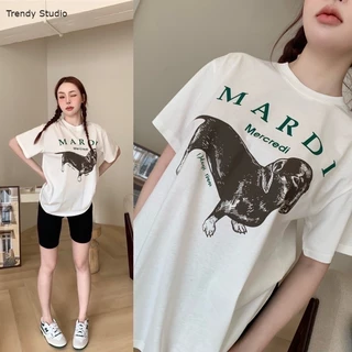 (จัดส่งตลอด 24 ชั่วโมง）เสื้อยืดสุดฮิตพิมพ์ลายน้องหมากำลังฮิตสุดๆลายน่ารักมากๆ oversize