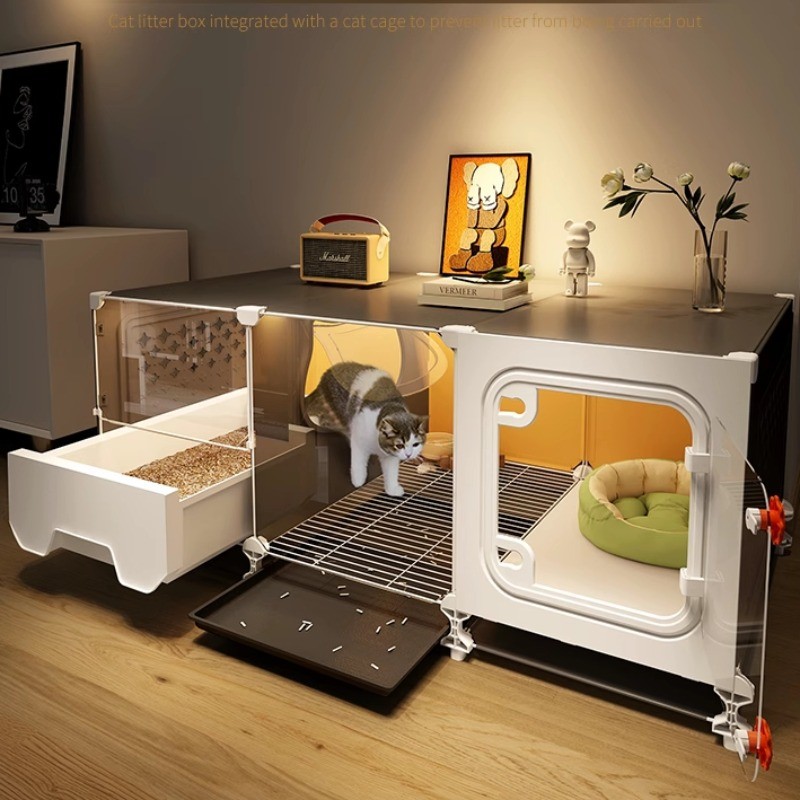 大号猫笼家用日本体กล่องครอกแมวขนาดกะทัดรัดEnclosure – 3-in-1 Cat Cage & Cabinet | คอนโดบ้านแมวในร่ม 41/45/76 