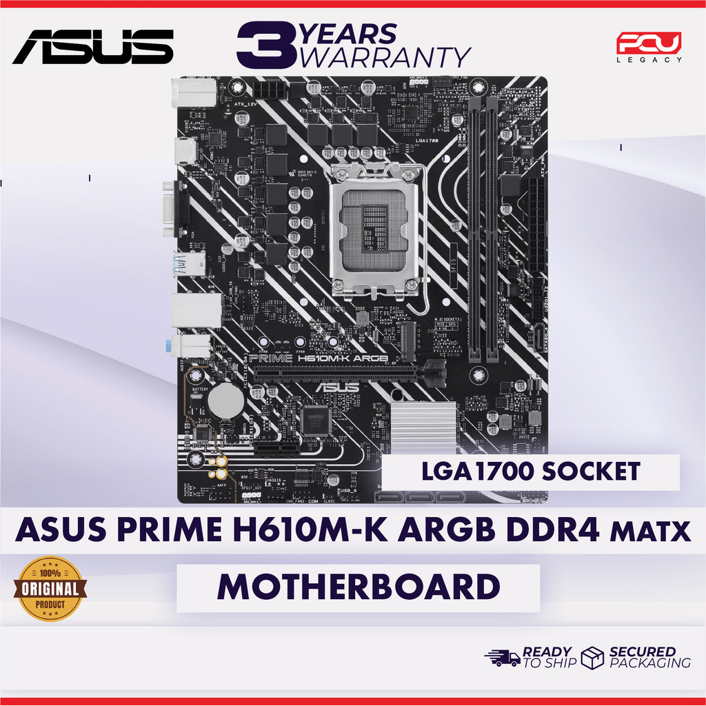 ASUS PRIME H610M-K ARGB DDR4 MATX LGA1700 MOTHERBOARD