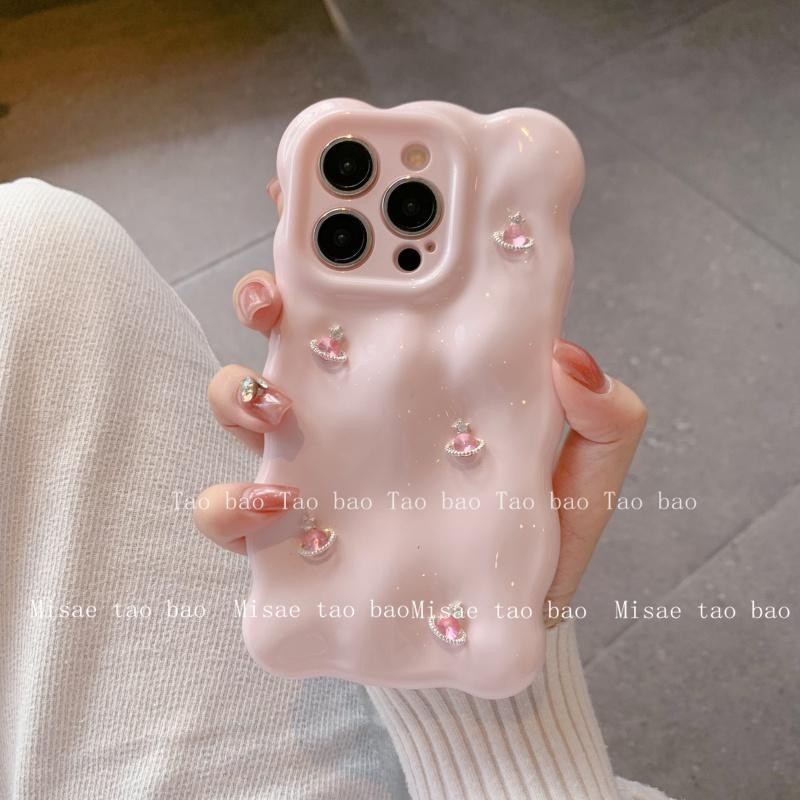 สําหรับiPhone16Plus 16 16 Pro 16 Pro Max 15 14 13 12 11 Pro Max Insแฟชั่นเกาหลีเรียบง่ายหรูหราRhinestoneโทรศัพท์มือถือกรณี