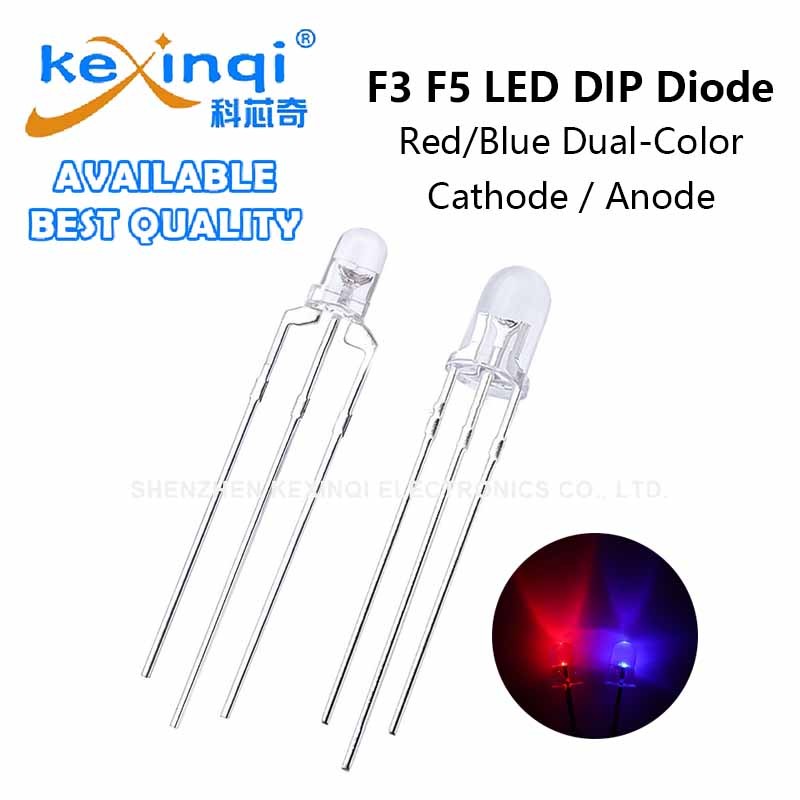 (20 ชิ้น) 3 มม.5 มม.LED Red-Blue Flash Light Emitting Diode F3 F5 Anode/Cathode 3Pin Bicolor โคมไฟ