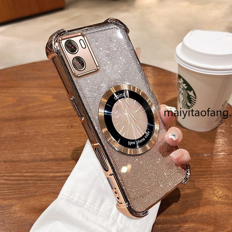 กันกระแทกcase สําหรับ VIVO Y15S Y15A ประกายสีชมพูสี่มุม Anti Drop 3D เคสโทรศัพท์ความงามการออกแบบแหวนแม่เหล็กซิลิโคน TPU Soft case