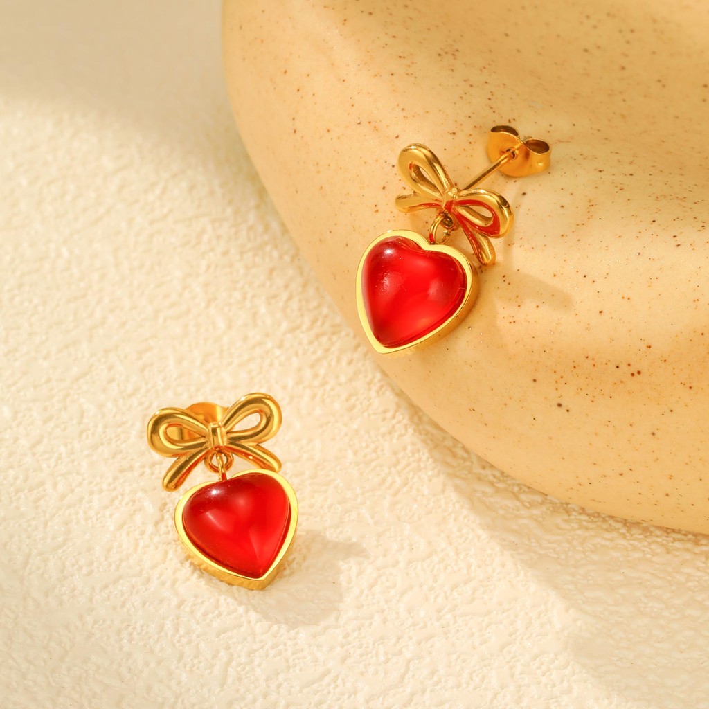 Vnox ต่างหูสตั๊ดโบว์ผีเสื้อรูปหัวใจสําหรับผู้หญิง,ต่างหูสแตนเลสไม่ซีดจาง,เครื่องประดับแฟชั่นที่เรียบง่ายของขวัญ - รูปที่ 5