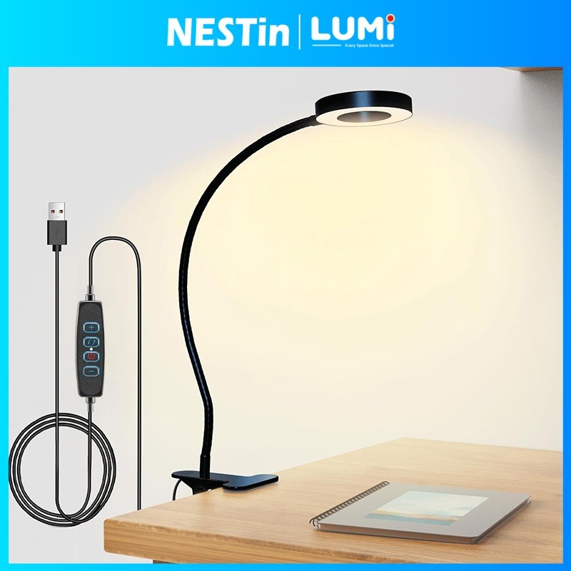 Nestin โคมไฟตั้งโต๊ะ LED แสงขาวปรับได้ 3 ระดับ โคมไฟเสริมความงาม โคมไฟต่อขนตา
