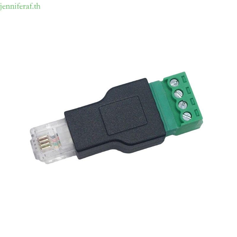 Jenniferf Terminal Adaptor Ethernet Connector RJ11 4P 4C ชาย 4 Pin Terminal Connector